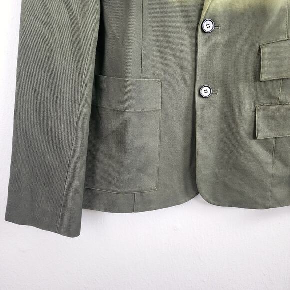 BOBBLEHAUS Green Ombre Tencel Twill Blazer Jacket Men's Large - Picture 3 of 14